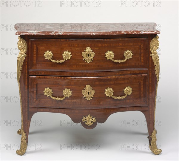 Chest of Drawers (Commode), c. 1725. Attributed to Etienne Doirat (French, c. 1670-1732). Kingwood with gilt-metal mounts, marble; overall: 84.2 x 108 x 52.1 cm (33 1/8 x 42 1/2 x 20 1/2 in.).