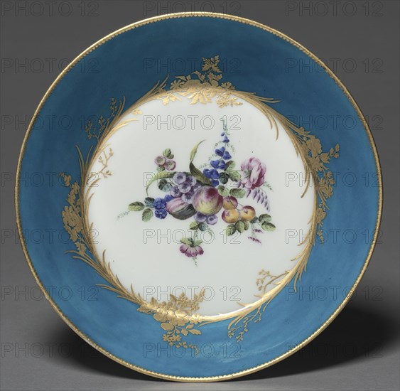 Saucer, 1753. Vincennes Factory (French), probably by Jean Jacques Siou (French). Soft-paste porcelain with enamel and gilt decoration; diameter: 4.7 x 19.4 cm (1 7/8 x 7 5/8 in.).