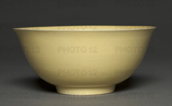 Bowl, 1488-1505. China, Jiangxi province, Jingdezhen, Ming dynasty (1368-1644), Hongzhi mark and period (1488-1505). Porcelain with yellow glaze; diameter: 18 cm (7 1/16 in.); overall: 8.2 cm (3 1/4 in.).