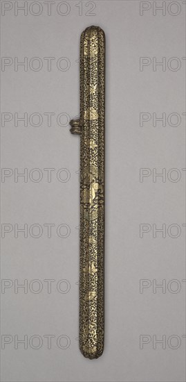 Sheath for a Dagger, c. 1600. Case: iron alloy with gold inlay; pen: feather; overall: 33.5 cm (13 3/16 in.).