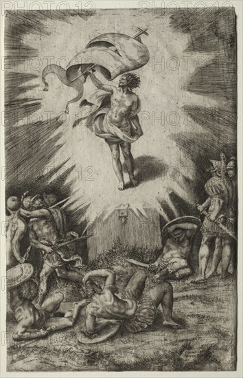 The Resurrection, 1561. Giulio Bonasone (Italian, c. 1510-aft 1576). Etching and engraving; sheet: 28.6 x 18.2 cm (11 1/4 x 7 3/16 in.)