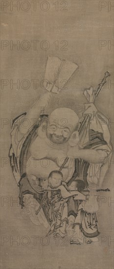 Hotei with Daoist Immortals: Hotei, c. 1575-1600. Kyuseki Tomonobu (Japanese, 1653–1721). Triptych of hanging scrolls: ink on paper; painting only: 119.6 x 51 cm (47 1/16 x 20 1/16 in.); including mounting: 210.2 x 68.6 cm (82 3/4 x 27 in.).