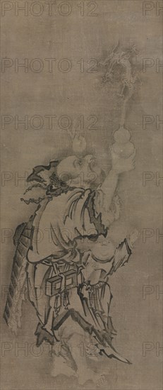 Hotei with Daoist Immortals: Immortal with Gourd and Dragon, c. 1575-1600. Kyuseki Tomonobu (Japanese, 1653–1721). Triptych of hanging scrolls: ink on paper; painting only: 119.6 x 51 cm (47 1/16 x 20 1/16 in.); including mounting: 210.2 x 68.6 cm (82 3/4 x 27 in.).