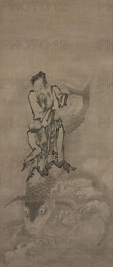 Hotei with Daoist Immortals, late 1600s–early 1700s. Kyuseki Tomonobu (Japanese, 1653–1721). Triptych of hanging scrolls: ink on paper; overall: 210.2 x 68.6 cm (82 3/4 x 27 in.).