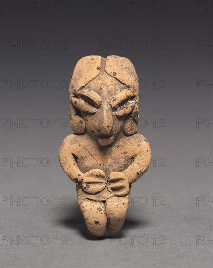 Figurine, 400-100 BC. Mexico, Guanajuato, Chupícuaro. Pottery with traces of white and red pigment; overall: 6.6 x 3.4 x 1.4 cm (2 5/8 x 1 5/16 x 9/16 in.).