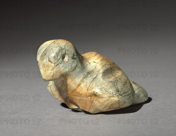 Bird Pendant, 100 BC - 300. Mexico, Guerrero, Mezcala. Polished gray-brown stone; overall: 4 x 4.8 x 7.8 cm (1 9/16 x 1 7/8 x 3 1/16 in.).