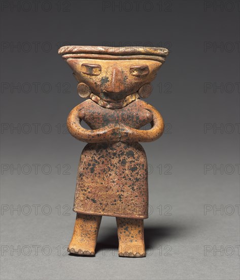 Female Figurine, 100 BC-AD 300. Mexico, Michoacán. Earthenware with pigment; overall: 12.6 x 6.8 x 2.5 cm (4 15/16 x 2 11/16 x 1 in.).