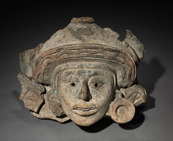 Urn Figure Head Fragment, c. 200-500. Mexico, Oaxaca, Zapotec. Earthenware; overall: 17.2 x 22.5 x 13.7 cm (6 3/4 x 8 7/8 x 5 3/8 in.).