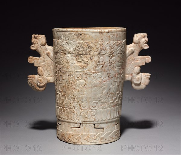 Carved Stone Vessel, 700-1000. Northwest Honduras, Ulúa Valley, 8th-10th century. Marble; overall: 27 x 30.3 x 17.4 cm (10 5/8 x 11 15/16 x 6 7/8 in.).