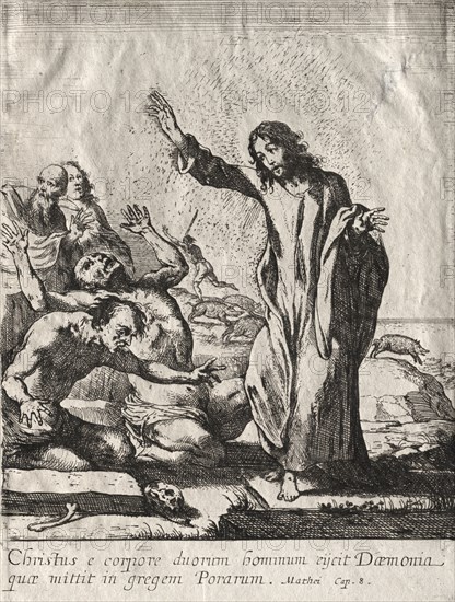The Miracles of Jesus Christ:  Christ Delivering the Possessed. Claude Vignon (French, 1593-1670). Etching