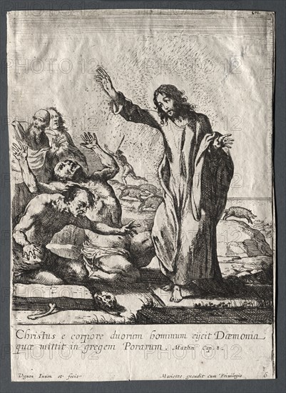 The Miracles of Jesus Christ:  Christ Delivering the Possessed. Claude Vignon (French, 1593-1670). Etching