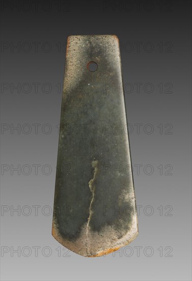 Ceremonial Axe (Fu), c. 1900-1500 BC. China, Erlitou Culture (c. 1900-1500 BC). Jade (nephrite); overall: 10.5 x 0.5 cm (4 1/8 x 3/16 in.).