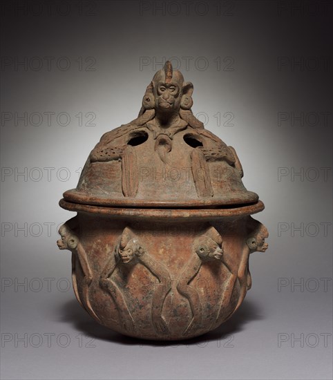 Incense Burner, 600-1000. Guatemala, Quiché, San Juan Cotzal, Maya, 7th-11th century. Pottery; overall: 16.3 x 25.5 cm (6 7/16 x 10 1/16 in.).