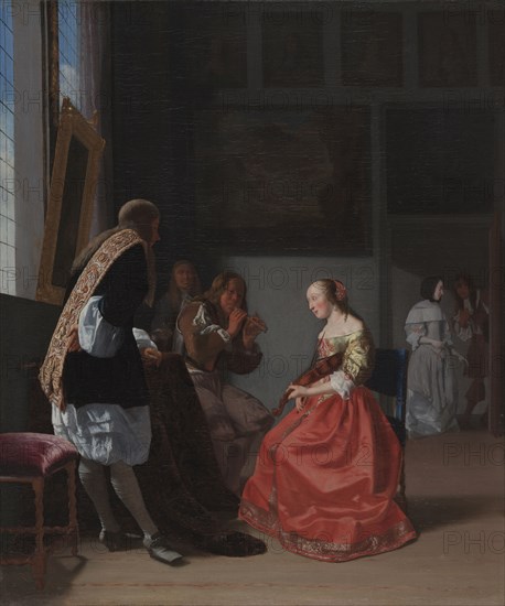 A Musical Company, c. 1668. Jacob Ochtervelt (Dutch, 1634-1682). Oil on canvas; framed: 73 x 64.5 x 5.5 cm (28 3/4 x 25 3/8 x 2 3/16 in.); unframed: 58.5 x 48.9 cm (23 1/16 x 19 1/4 in.).