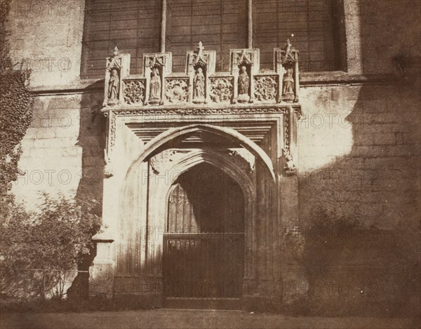 Ancient Door, Magdalen College, Oxford, 1843. William Henry Fox Talbot (British, 1800-1877). Salted paper print from calotype negative; image: 16.1 x 20.5 cm (6 5/16 x 8 1/16 in.); paper: 19 x 22.8 cm (7 1/2 x 9 in.); matted: 30.6 x 35.6 cm (12 1/16 x 14 in.)