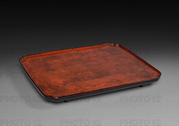 Serving Tray: Negoro Ware, 1300s. Japan, Kamakura Period (1185-1333). Lacquered wood with inlaid mother-of-pearl designs; overall: 36.6 x 29.7 cm (14 7/16 x 11 11/16 in.).