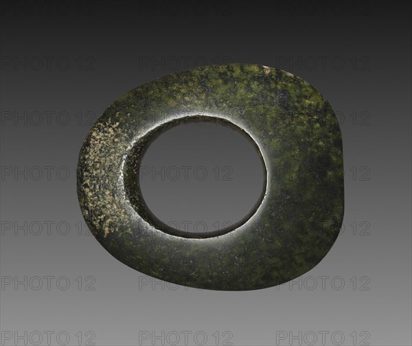 Ceremonial Disk-Axe (Yue), c. 4700-2920 BC. Northeast China, Neolithic period, Hongshan Culture (4700-2920 BC). Serpentine stone; overall: 13.3 cm (5 1/4 in.).
