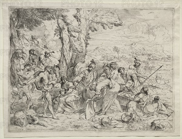 Laban Searching for Idols in Rachel's Baggage, c. 1635. Giovanni Benedetto Castiglione (Italian, 1609-1664). Etching
