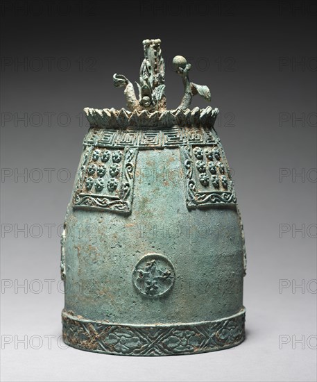 Bronze Ritual Bell, 1200s. Korea, Goryeo period (918-1392). Cast bronze with incised inscription; diameter: 14 cm (5 1/2 in.); overall: 22.6 cm (8 7/8 in.).