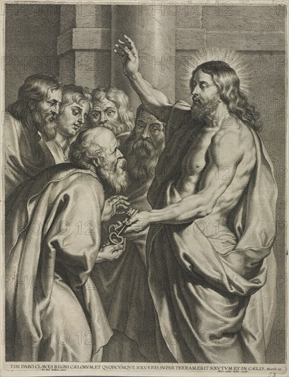 Christ Giving the Keys to Peter. Pieter I de Jode (Flemish, 1570-1634), after Peter Paul Rubens (Flemish, 1577-1640). Engraving