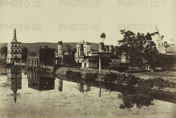Taylor, Col. Meadows; Architecture in Dharwar and Mysore: Tank and Temples at Bunshunkuree, c. 1857. Col. Thomas Biggs (British, 1822-1905), J. Murray, pl. 88. Albumen print from wet collodion negative; image: 26.7 x 39.4 cm (10 1/2 x 15 1/2 in.); matted: 50.8 x 61 cm (20 x 24 in.)