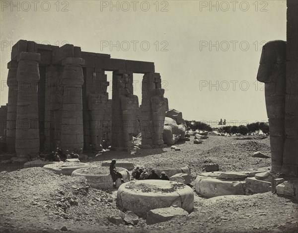The Ramesseum, Thebes, 1869. Adolphe Braun (French, 1812-1877). Albumen print from wet collodion negative; image: 19.7 x 24.8 cm (7 3/4 x 9 3/4 in.); framed: 53.7 x 64.1 cm (21 1/8 x 25 1/4 in.); matted: 50.8 x 61 cm (20 x 24 in.)