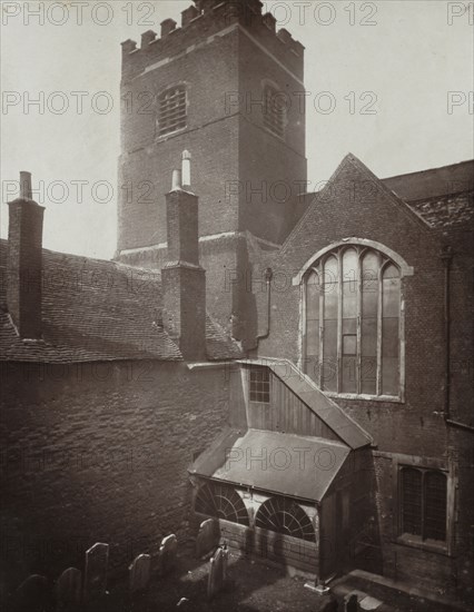 Old London: St. Bartholomews: The Green Churchyard on the Site of the Old South Transept, 1877. Alfred H. Bool (British), album issued by The Society for Photographing the Relics of Old London, and John Bool (British). Carbon print; image: 23.7 x 18.3 cm (9 5/16 x 7 3/16 in.); matted: 50.8 x 40.6 cm (20 x 16 in.).