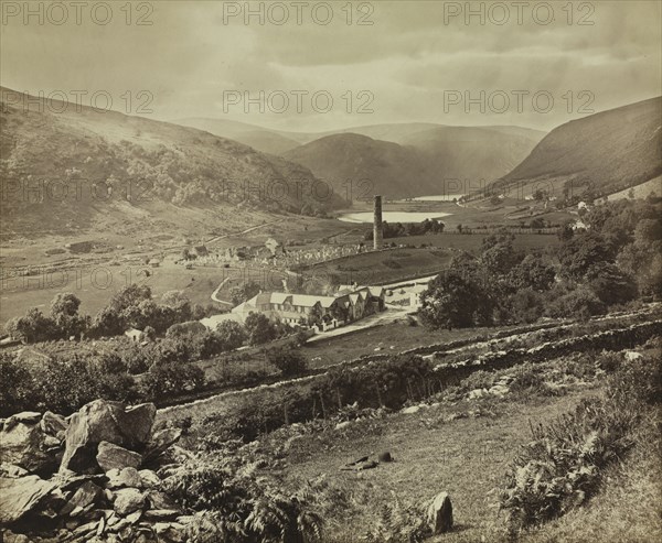Monuments and Ruins of Erin: The Valley of Glendalough, County Wicklow, Ireland, c. 1864. William Russell Sedgfield (British, 1826-1902), W. Russell Sedgfield and Thomas Ogle, privately compiled. Albumen print from wet collodion negative; image: 24 x 29.3 cm (9 7/16 x 11 9/16 in.); matted: 50.8 x 61 cm (20 x 24 in.)