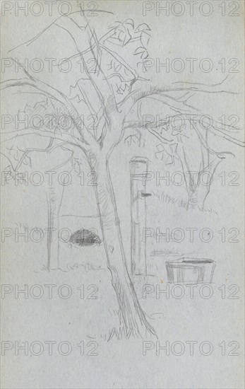 Sketchbook, page 36: Tree Study. Ernest Meissonier (French, 1815-1891). Graphite;
