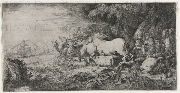 Noah and the Animals Entering the Ark, 1650-1655. Giovanni Benedetto Castiglione (Italian, 1609-1664). Etching