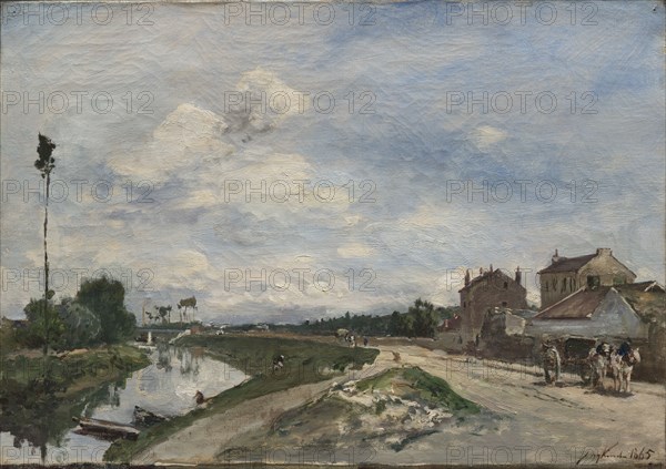 The Seine at Bas-Meudon, 1865. Johan Barthold Jongkind (Dutch, 1819-1891). Oil on fabric; framed: 55.6 x 69.5 x 11.1 cm (21 7/8 x 27 3/8 x 4 3/8 in.); unframed: 34.1 x 48.1 cm (13 7/16 x 18 15/16 in.)