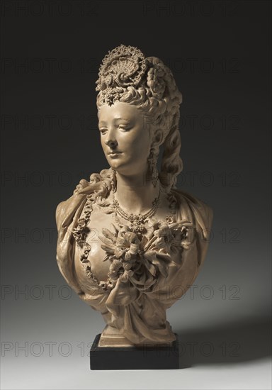 Portrait Bust, c. 1865. Albert-Ernest Carrier-Belleuse (French, 1824-1887). Terracotta; with base: 77.4 x 38.1 x 28.6 cm (30 1/2 x 15 x 11 1/4 in.)