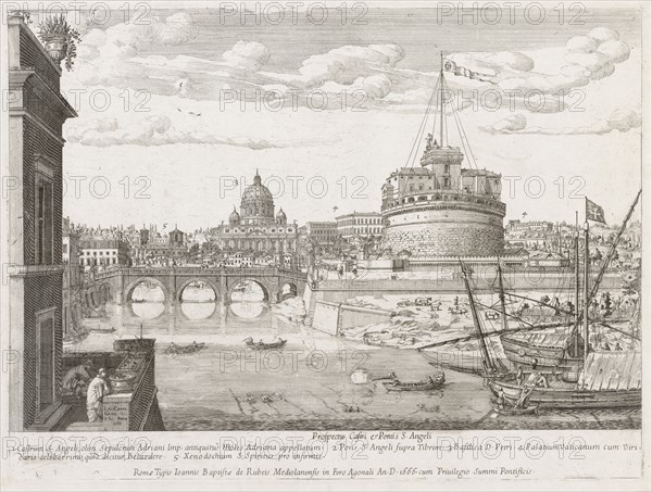 St. Angelo from "Prospectus Locurum Urbis Romae Insign[ium], 1666. Lievin Cruyl (Flemish, c. 1640-c. 1720). Etching
