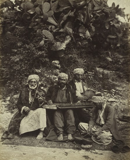 Arab Musicians, 1864. Ludovico Wolfgang Hart (British). Albumen print from wet collodion negative; image: 21.9 x 17.9 cm (8 5/8 x 7 1/16 in.); matted: 50.8 x 40.6 cm (20 x 16 in.)