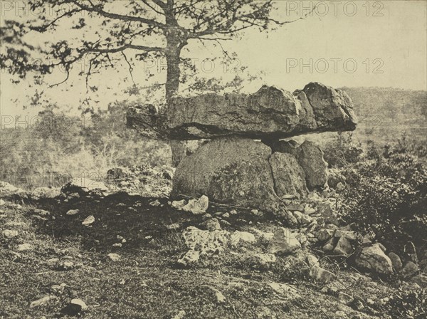 Dolmen, Cap del Puetch, Ariège, France, c. 1865-1869. Arthur A. Taylor (French, 1873). G. Arosa et Cie process print from waxed paper negative; image: 33.1 x 24.7 cm (13 1/16 x 9 3/4 in.); matted: 45.7 x 55.9 cm (18 x 22 in.)