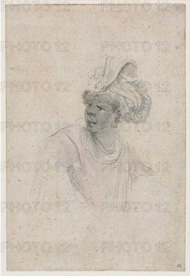 Study of a Moor, Facing to the Left, c. 1657. Stefano Della Bella (Italian, 1610-1664). Black chalk with pink and grey washes; sheet: 17.9 x 12.1 cm (7 1/16 x 4 3/4 in.).