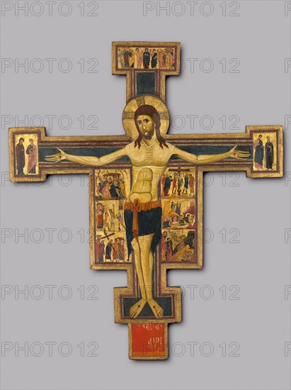 Crucifix with Scenes of the Passion, c. 1230-1240. Italy, Pisa, 13th century. Tempera with gold on panel; framed: 186.6 x 160.7 x 12.7 cm (73 7/16 x 63 1/4 x 5 in.); unframed: 185 x 160 x 10.2 cm (72 13/16 x 63 x 4 in.).