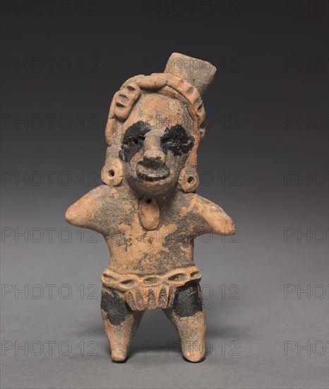 Standing Figurine, c. 150-1 BC. Mexico, Veracruz, Remojadas, 2nd-1st Century BC. Earthenware with asphalt paint; overall: 14 x 7.4 x 3.6 cm (5 1/2 x 2 15/16 x 1 7/16 in.).