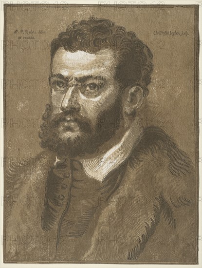 Bust of a Bearded Man (Doge Giovanni Cornaro), 1632-1636. Christoffel Jegher (Flemish, 1596-1652/53), after Peter Paul Rubens (Flemish, 1577-1640). Chiaroscuro woodcut; sheet: 28.3 x 21.3 cm (11 1/8 x 8 3/8 in.)
