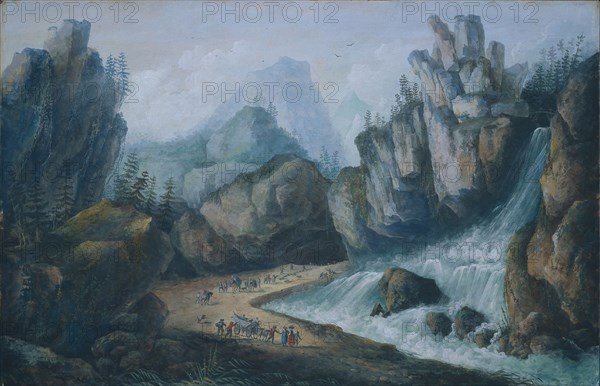 Torrent and Waterfall in the Alps, 1792. Louis Bélanger (French, 1756-1816). Gouache; sheet: 62.8 x 97 cm (24 3/4 x 38 3/16 in.).