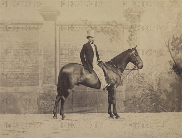Man on a Horse, c. 1860s. Nadar (French, 1820-1910). Albumen print from wet collodion negative; image: 17 x 22.3 cm (6 11/16 x 8 3/4 in.); matted: 35.6 x 45.7 cm (14 x 18 in.)