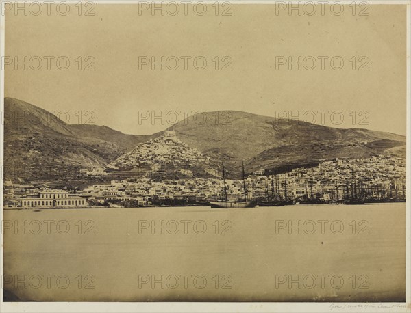 Syros, Center of the Levant Trade, c. 1850s. Unidentified Photographer. Albumen print from wet collodion negative; image: 28.2 x 37.9 cm (11 1/8 x 14 15/16 in.); matted: 50.8 x 61 cm (20 x 24 in.).