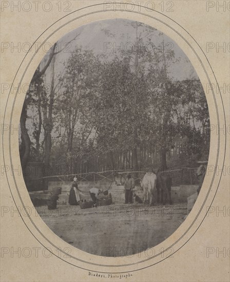 Village Scene (Southern France), c. 1853. André-Adolphe-Eugène Disdéri (French, 1819-1889). Salted paper print from waxed paper negative; image: 15.2 x 12.2 cm (6 x 4 13/16 in.); matted: 45.7 x 35.6 cm (18 x 14 in.)