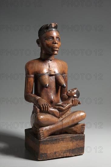 Mother and Child Figure, late 1800s-early 1900s. Central Africa, Democratic Republic of Congo, Yombe, late 19th-early 20th century. Carved and painted wood; overall: 64.7 cm (25 1/2 in.)