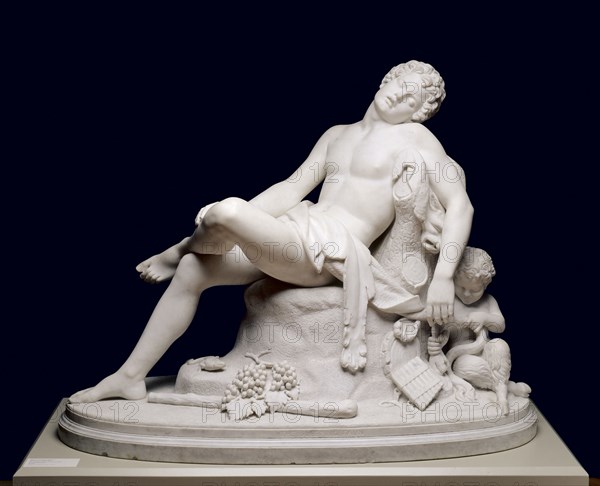 The Sleeping Faun, modeled 1864, carved c. 1870. Harriet Goodhue Hosmer (American, 1830-1908). Marble; overall: 127 cm (50 in.)