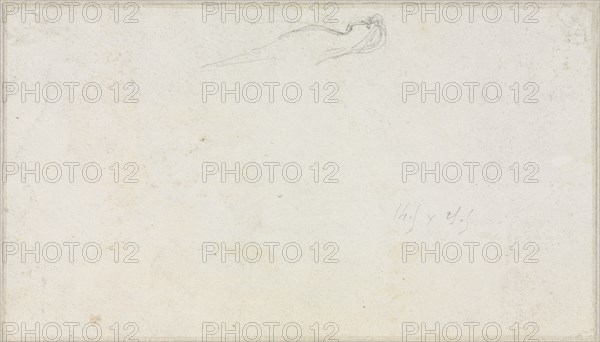 Sketch of a Sphinx [?] (verso), c. 1879-80. Luc-Olivier Merson (French, 1846-1920). Black chalk ; sheet: 25.5 x 14.5 cm (10 1/16 x 5 11/16 in.); secondary support: 27.9 x 39 cm (11 x 15 3/8 in.).