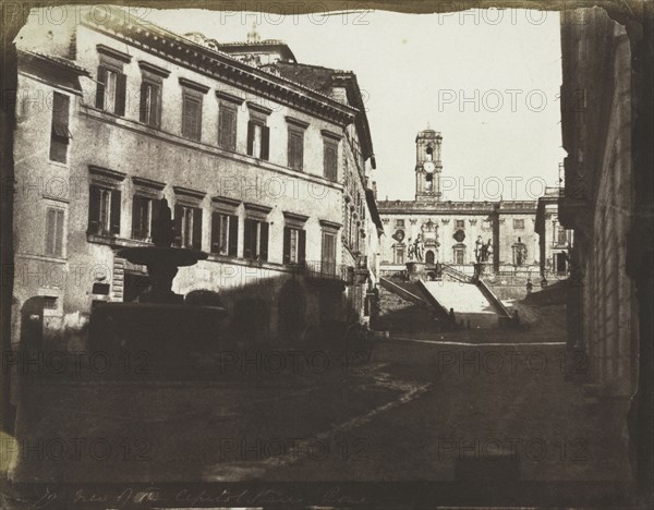 View of the Capitol Stairs, Rome, 1846. Calvert Richard Jones (British, 1804-1877). Salted paper print from calotype negative; image: 16.6 x 22 cm (6 9/16 x 8 11/16 in.); paper: 18.2 x 23 cm (7 3/16 x 9 1/16 in.); matted: 40.6 x 50.8 cm (16 x 20 in.).