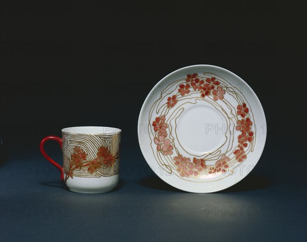 Cup and Saucer, 1888. M. Louise McLaughlin (American, 1847-1939), Haviland & Co. (French). Porcelain; overall: 5.5 x 7.5 cm (2 3/16 x 2 15/16 in.).