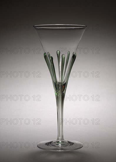 Goblet, c. 1900. Harry Powell (British, 1835-1922), Whitefriars Glasshouse (British). Glass; diameter: 9.1 cm (3 9/16 in.); overall: 20.6 cm (8 1/8 in.).