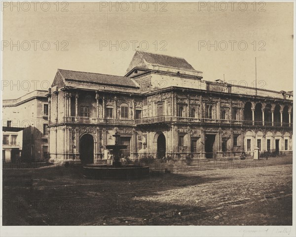 Townhall, Seville, 1853. Vicomte Joseph Vigier (French, 1821-1862). Salted paper print, waxed, from waxed paper negative; image: 27.6 x 35.8 cm (10 7/8 x 14 1/8 in.); matted: 50.8 x 61 cm (20 x 24 in.).